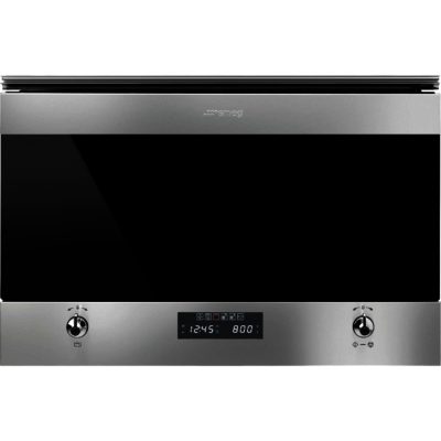 Smeg MP6322X 60cm Built In Classic Microwave Oven and Electric Grill in Stainless Steel and Dark Glass